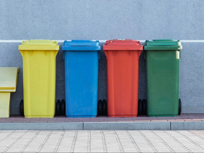 coloured garbage bins