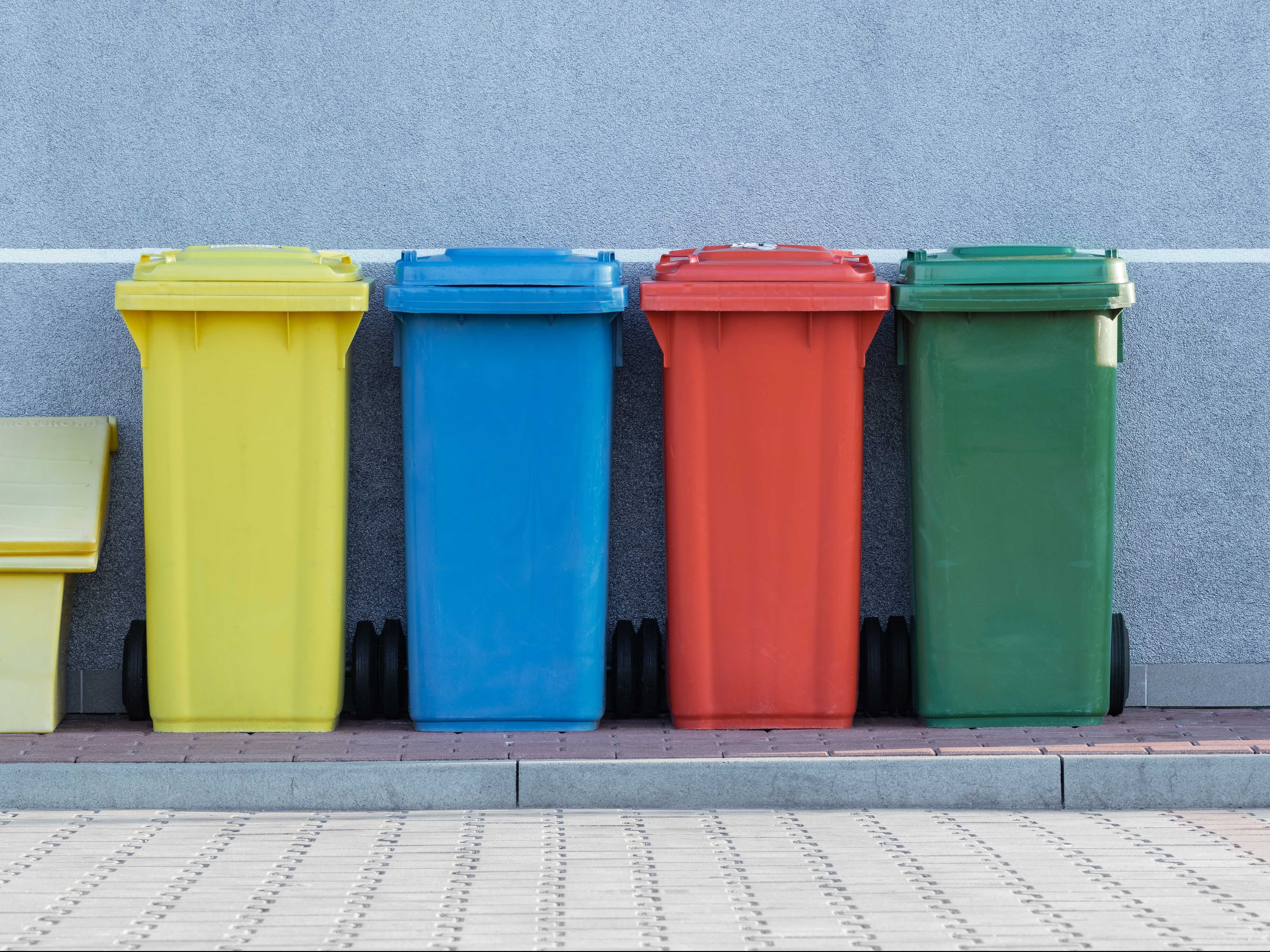 coloured garbage bins